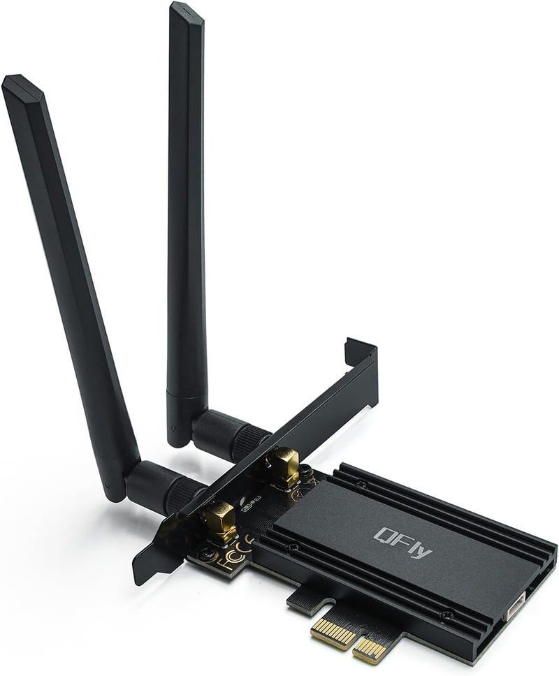 QFly PCIe WiFi 6E Card, AX210 Network Card Adapter for PC Gaming, Bluetooth 5.3, Tri-Band (802.11ax) 5400Mbps 6GHz Wireless LAN Cards with MU-MIMO, OFDMA, Support Windows 10/11 (64-bit) - Image 1